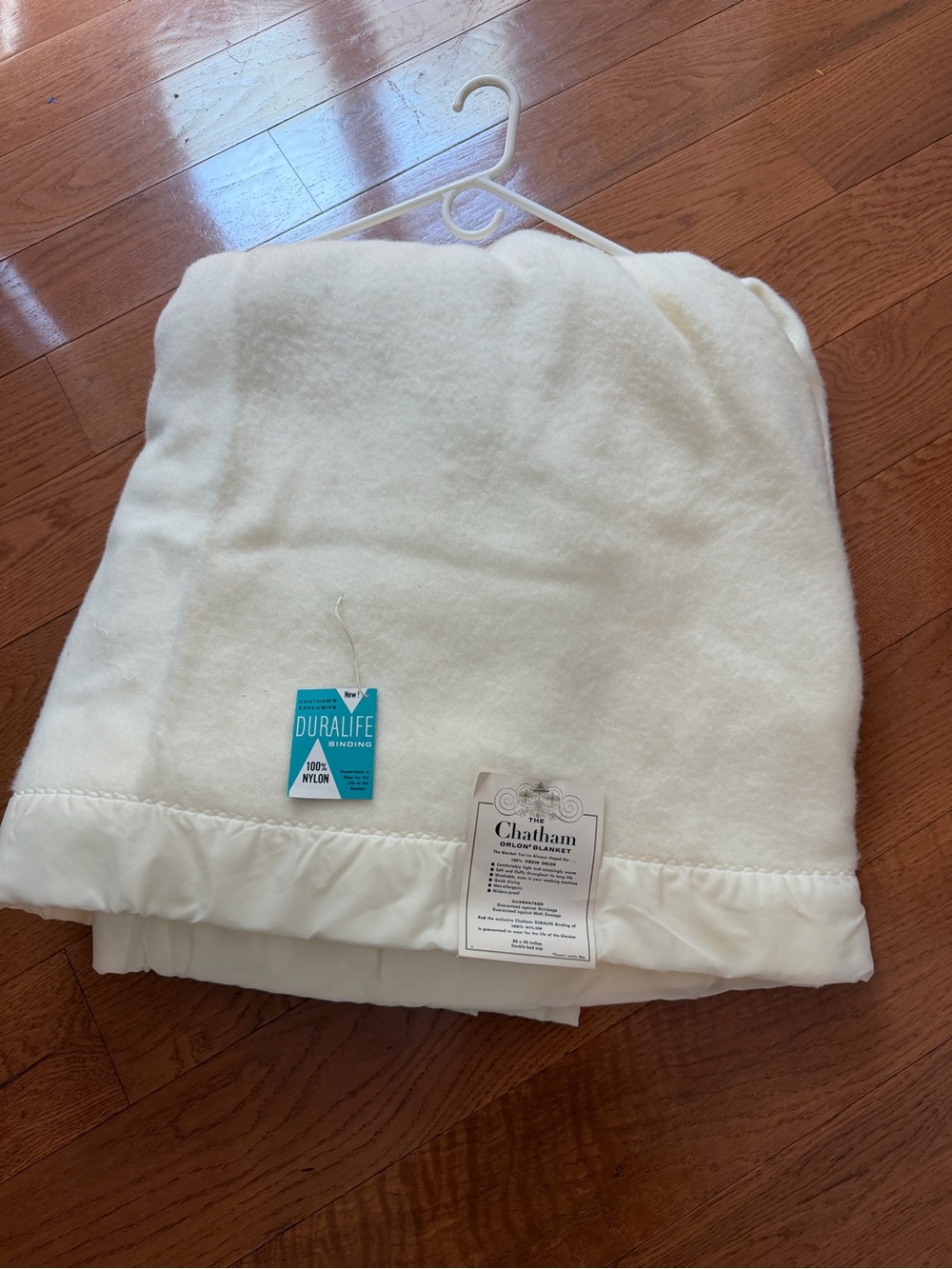 Vintage Chatham Orlon Blanket NWT Ivory Cream Double 80x90 Satin Trim USA